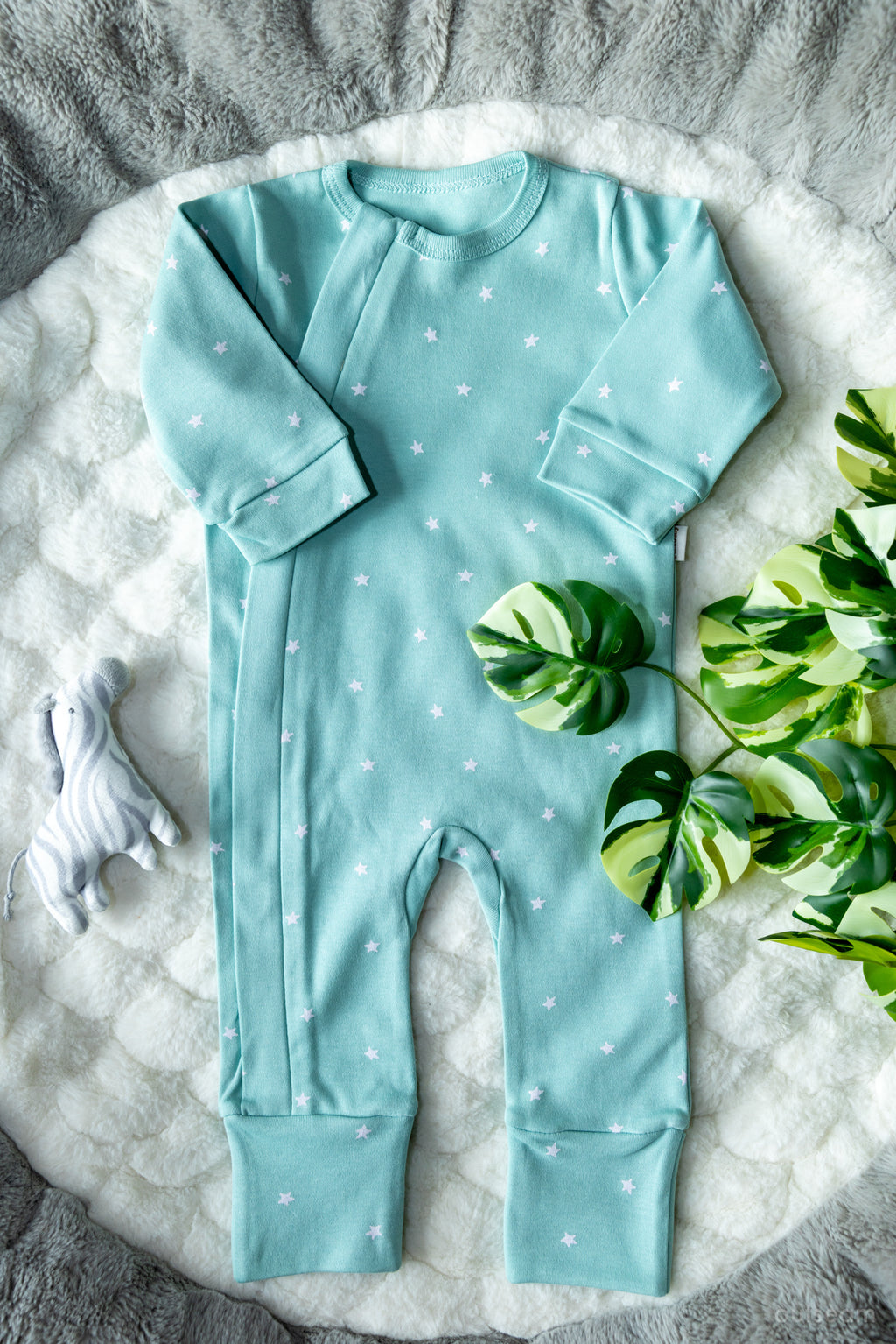 Outseam Romper - Mint — soft cotton baby romper with outward seams