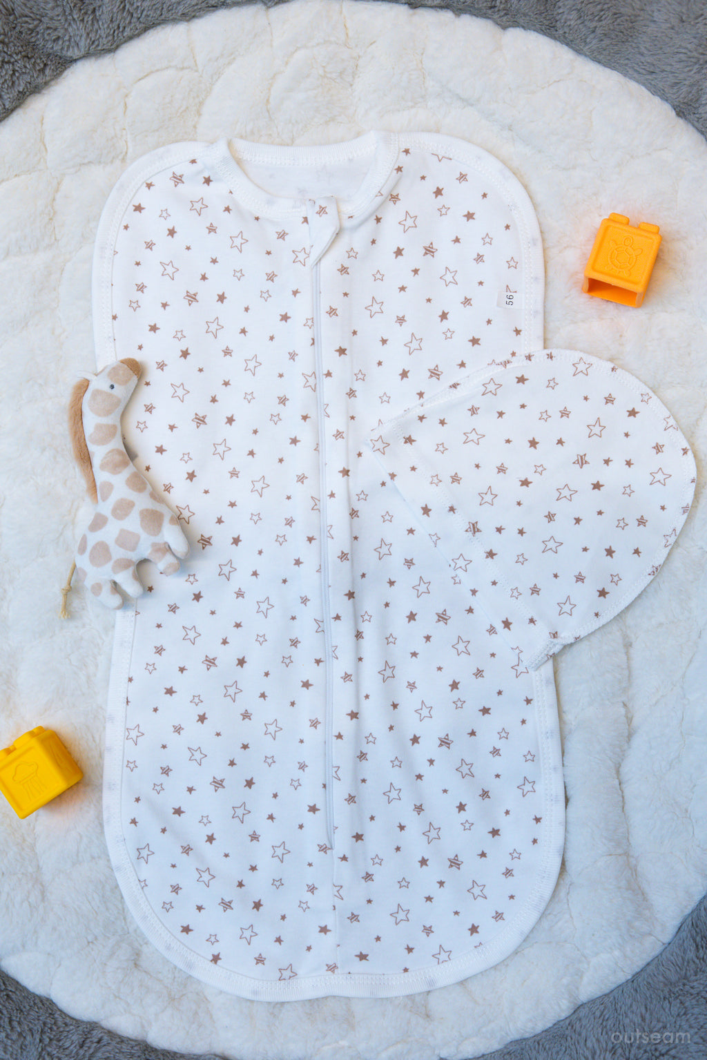Outseam Newborn Sleep Cocoon - Stars — soft cotton baby sleep cocoon with outward seams